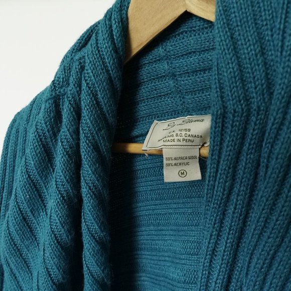 Long, cozy, teal sweater. - Picture 3 of 3